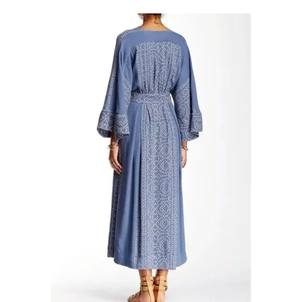 Free People Blue Bohemian Midi Dress Sz4 - Picture 5 of 8
